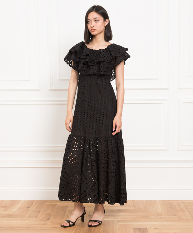 Charo Ruiz Чорне плаття Isabella з вишивкою бродері англіз 223621 зображення 3