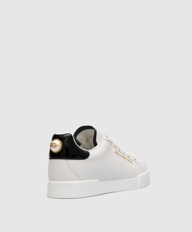 Dolce&Gabbana Portofino white leather sneakers with metallic logo CK1602AH506 изображение 3