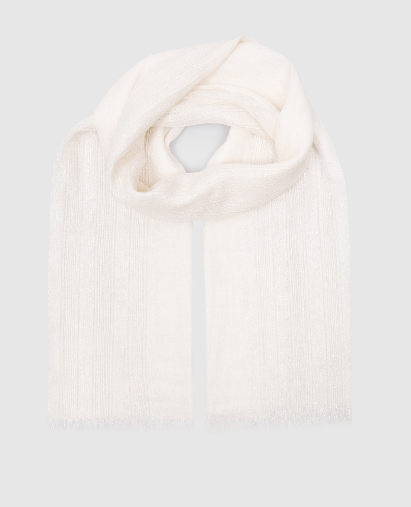 White scarf with linen and cashmere with lurex