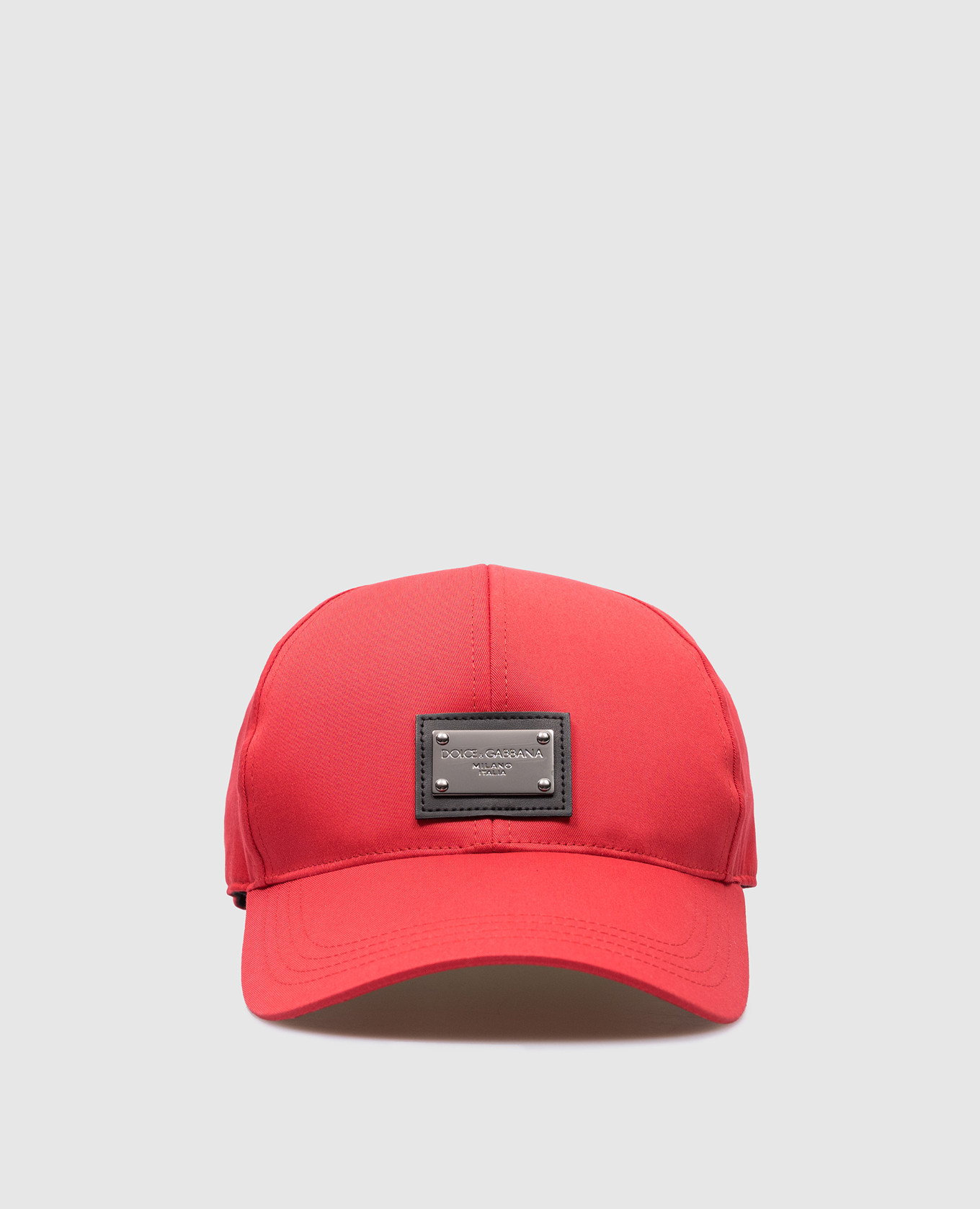 Red cap with logo patch