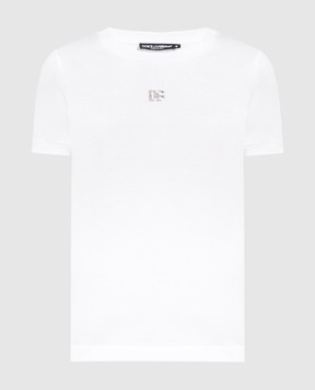 Dolce&Gabbana Белая футболка с металлическим логотипом DG F8T00ZG7B3U