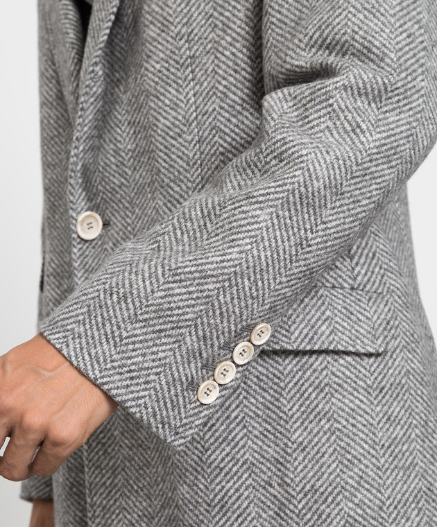 Brunello Cucinelli Серое пальто в узор елочка MQ4749039 изображение 5