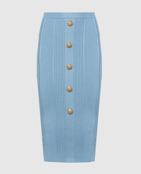 Balmain Голубая юбка с заклепками CF1LD043KF24
