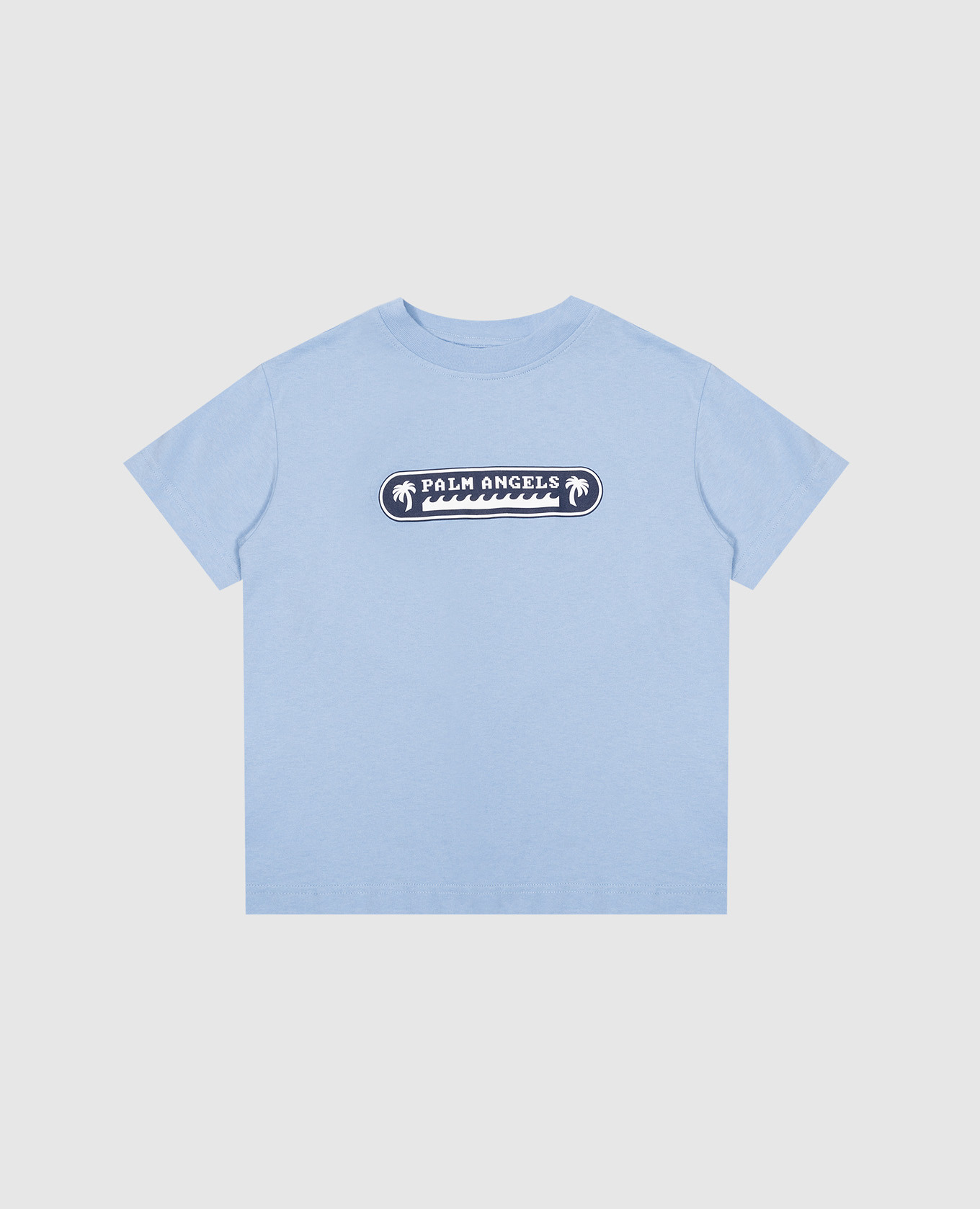 Children's blue t-shirt with a textured Palm Waves print