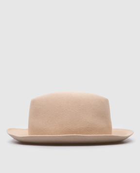 Borsalino Бежевая шляпа из шерсти с нашивкой логотипа 390330