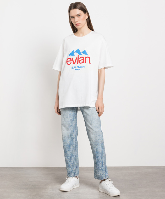 Balmain - White Balmain x Evian T-Shirt AF2EG065BC29 at