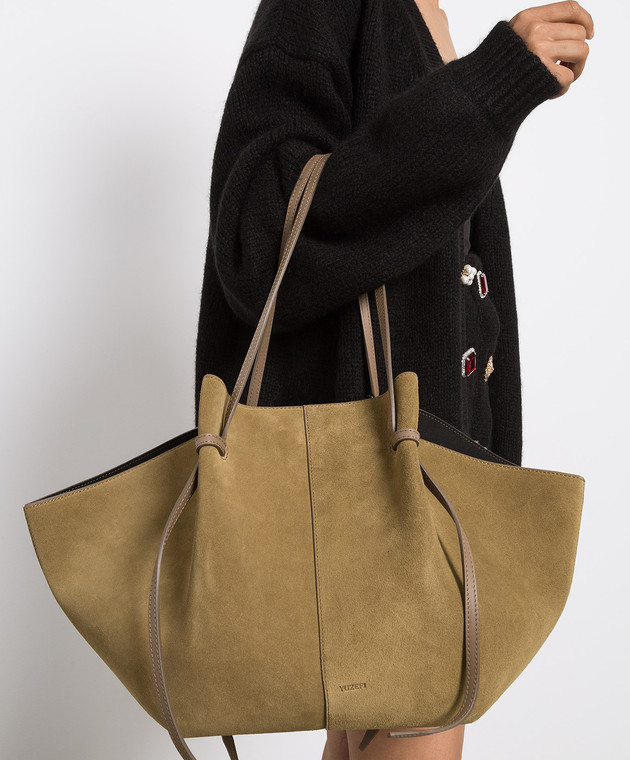 YUZEFI Замшевая сумка-тоут цвета хаки Large Mochi LARGEMOCHI изображение 2