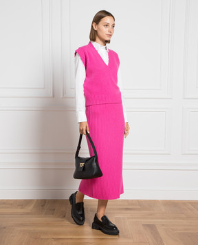 Allude Рожева спідниця міді з кашеміру в рубчик 23511143