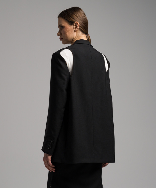 Cowal black wool jacket with curved neckline