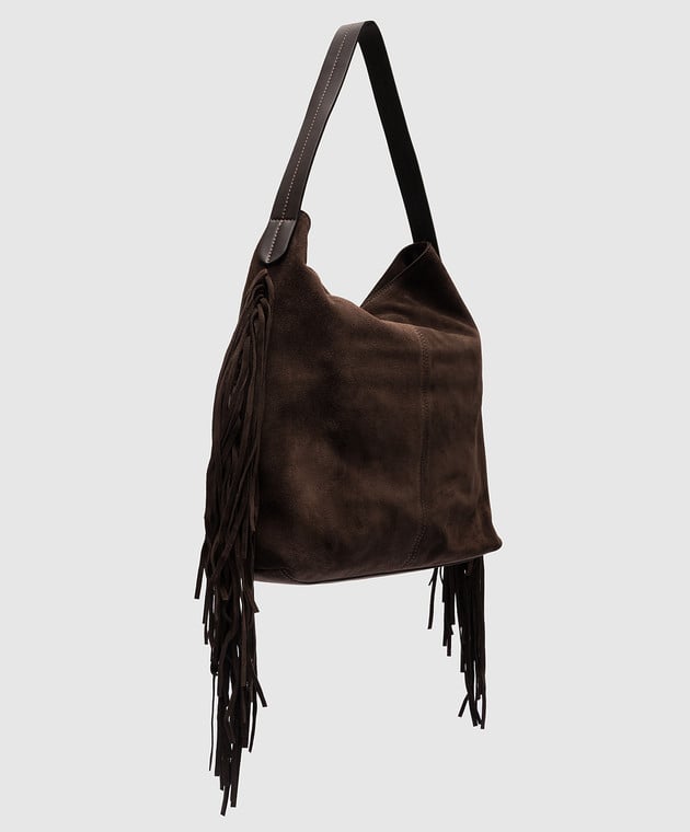 TWINSET: Twin-set bag in leather with fringes - White