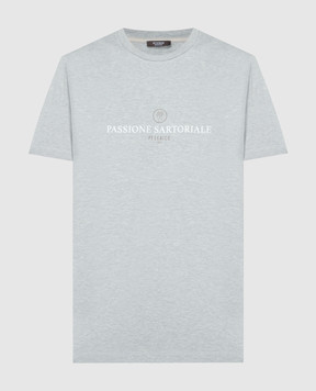 Peserico Сіра меланжева футболка з принтом R55000J0Q402358