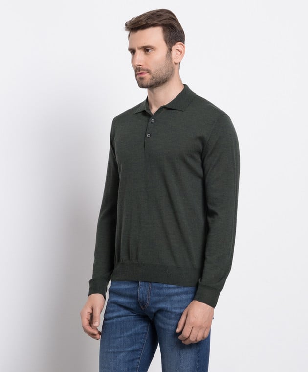 Canali Green wool polo shirt MK00077C0017 image 3