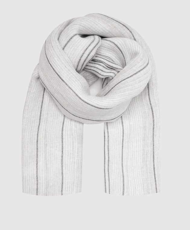 Peserico Світло-сірий шарф у смужку з люрексом та бахромою S31386C009391