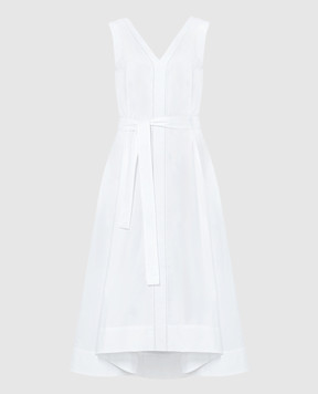 Peserico Белое платье миди с цепочкой мониль S02631A01979