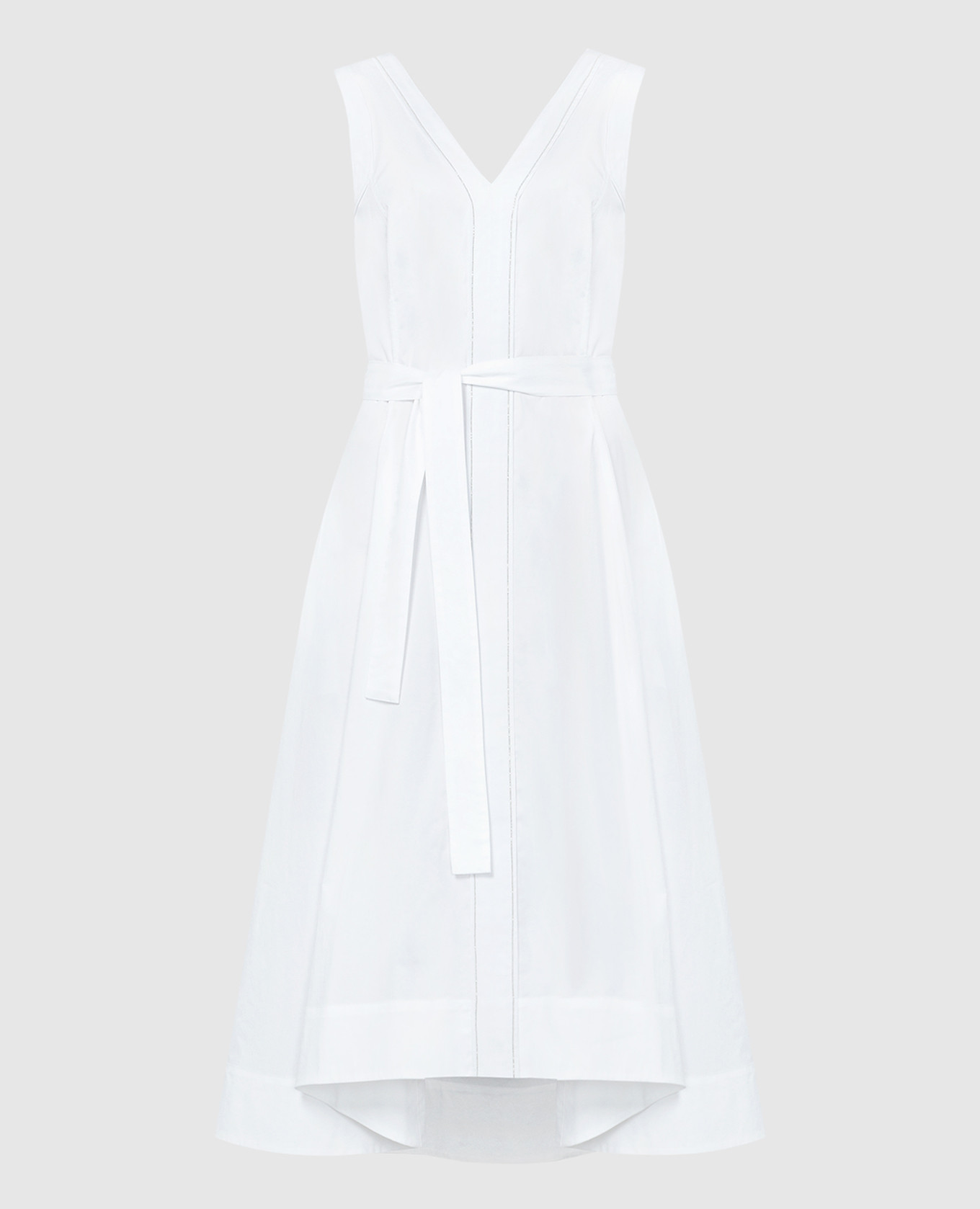 White midi dress with monil chain