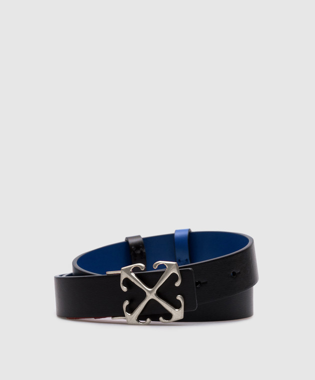 Off-White - Black double sided leather belt with metal logo  OWRB101F23LEA001 - buy with Netherlands delivery at Symbol