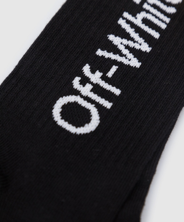 Off-White Дитячі чорні шкарпетки з логотипом контрастним принтом OBRA001S22KNI001 зображення 3