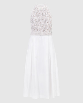Peserico Біла ажурна сукня з люрексом S82094F039179B