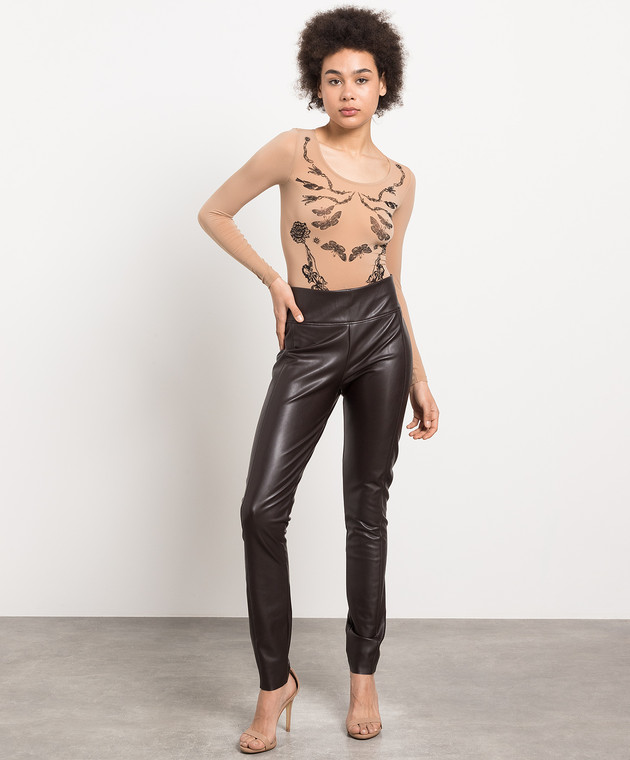 Edie faux leather leggings in brown - Wolford