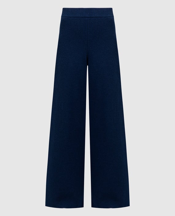 Синие широкие брюки из шерсти