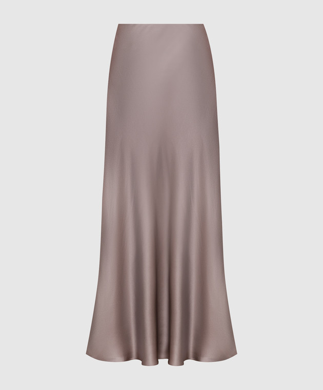Brunello Cucinelli Серая юбка макси из шелка MD949G3306
