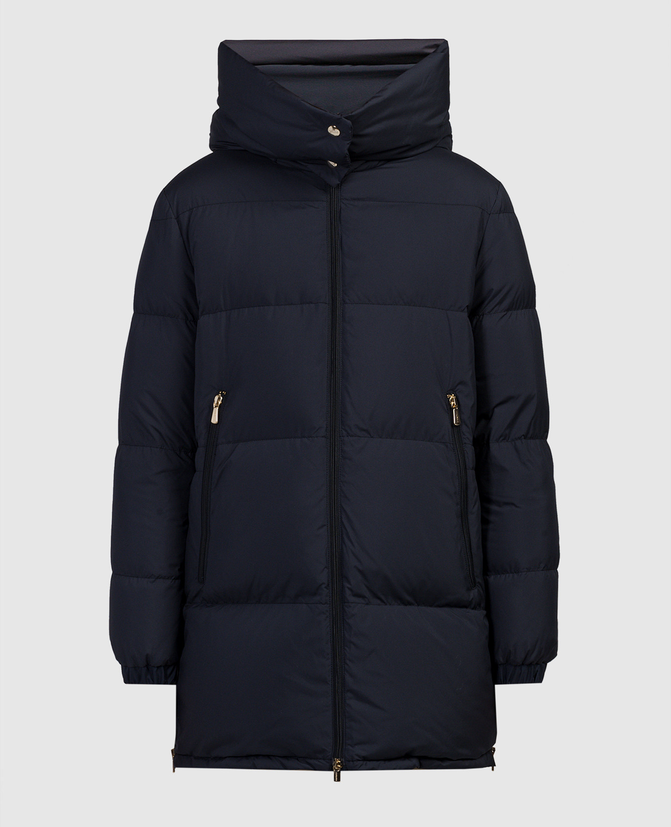 Blue quilted down jacket