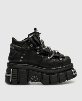 Vetements Чорні шкіряні черевики NEW ROCK з логотипом UE54SN120B