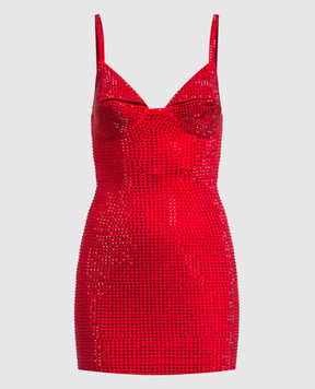 AREA Красное платье-бюстье с кристаллами 2204D31B142