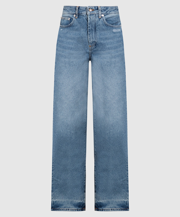 Off-White Блакитні джинси-бойфренди ефектом потертості OWYA033C99DEN005