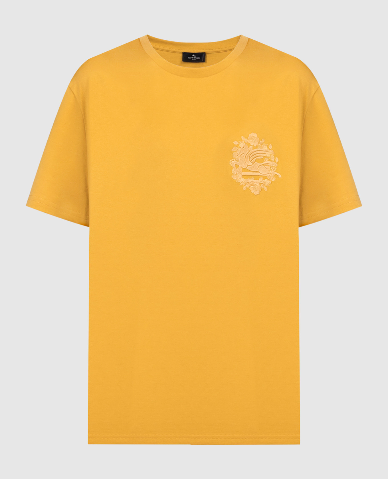 Yellow t-shirt with Pegaso logo embroidery
