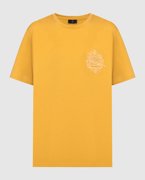 Etro Желтая футболка с вышивкой логотипа Pegaso WRJB0006AC036