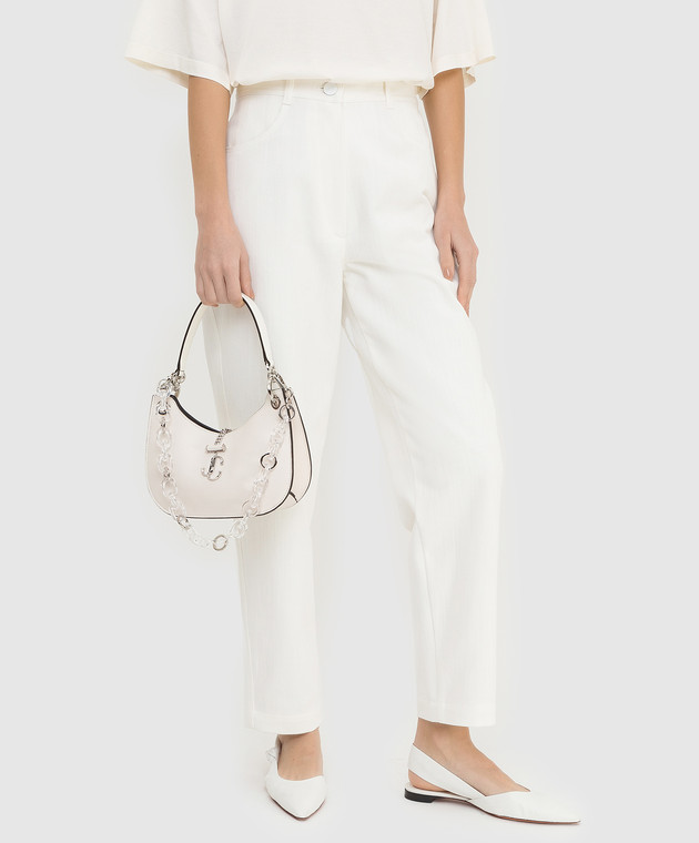 Jimmy Choo Молочная кожаная сумка-хобо Varenne с монограммой VARENNEHOBOSAQT изображение 2