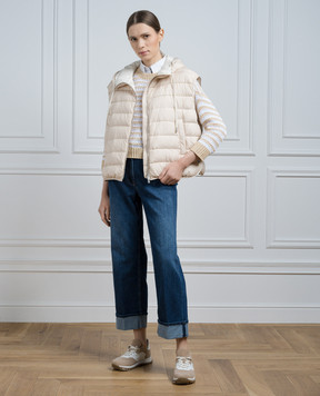 Peserico Бежевий ажурний джемпер з паєтками S99196F03