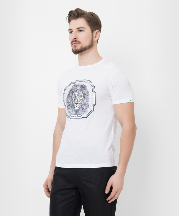 Stefano Ricci Біла футболка з вишивкою MNH2101550803 зображення 3