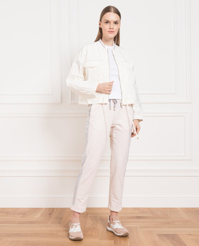 Peserico Бежевые меланжевые спортивные штаны с лампасами P04659J00DC2379