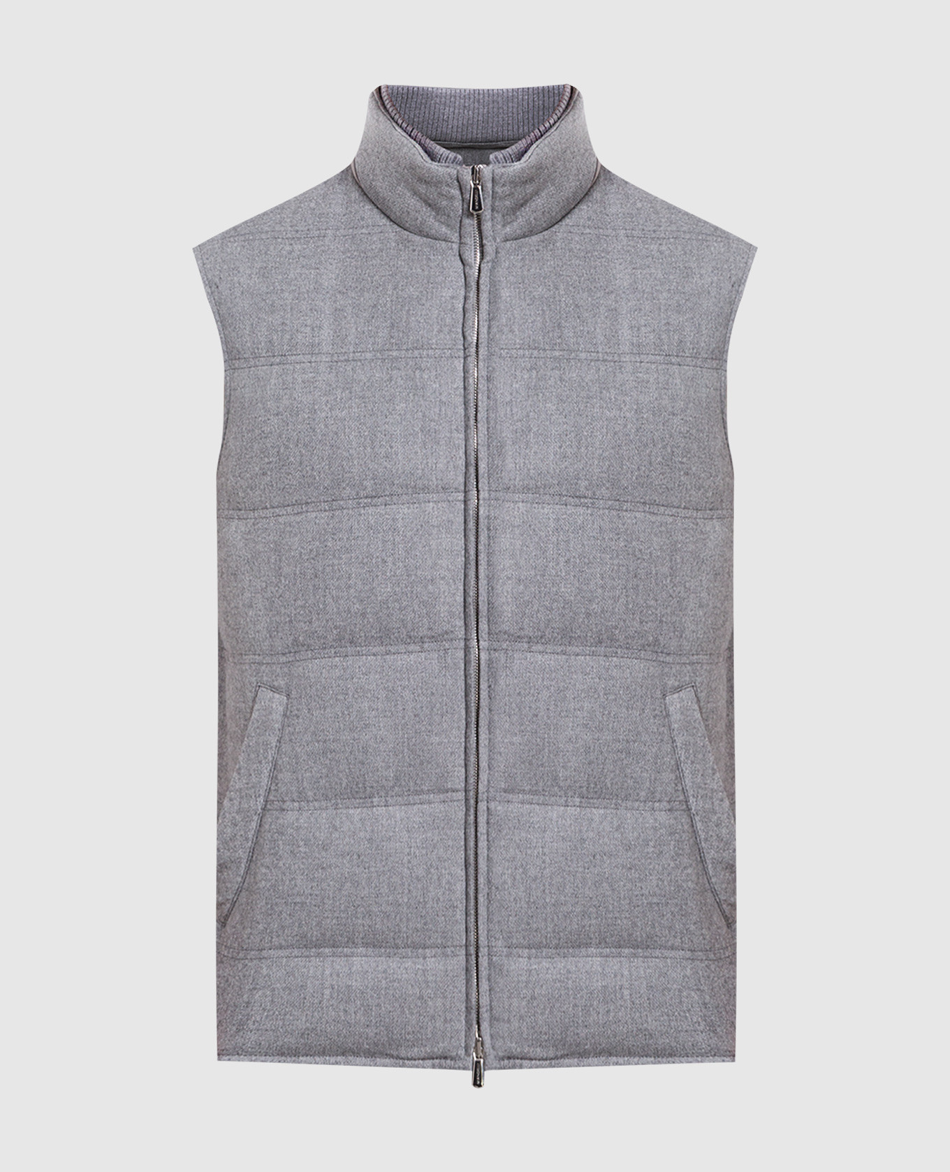 Gray down vest made of wool and cashmere