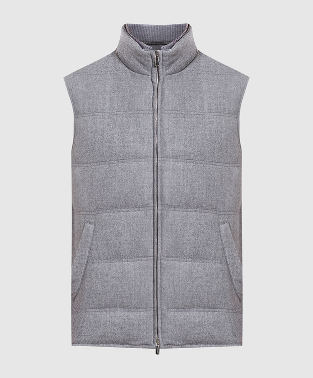 Enrico Mandelli Gray down vest made of wool and cashmere A7T7723821