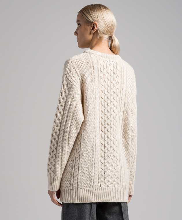 Toteme White sweater made of wool in a textured pattern 234WRTWTP156YA0012 image 4