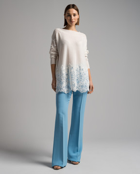 Ermanno Scervino Білий светр з кашеміру з мереживом D445M309APPYU