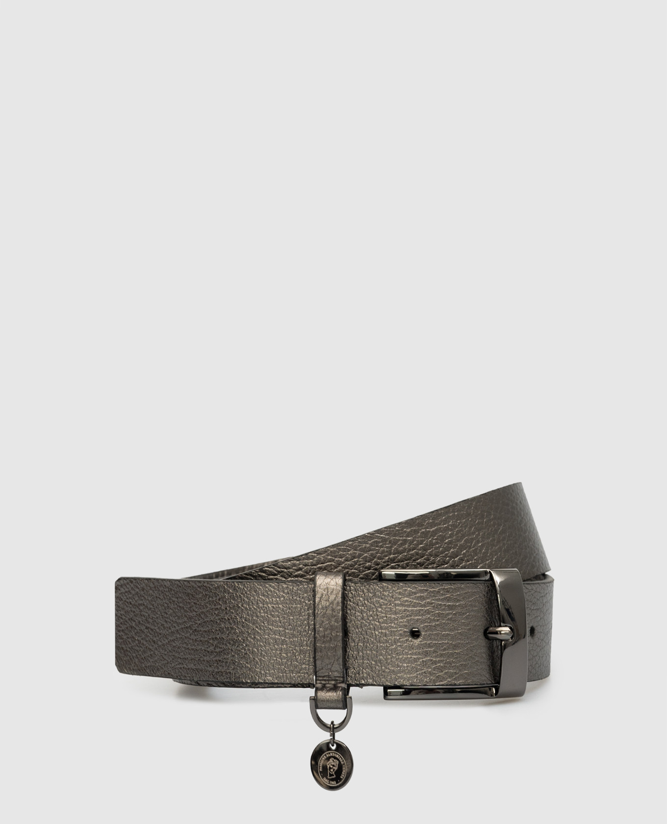 Silver leather belt