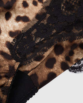 Dolce&Gabbana Трусики-бразилиана в леопардовый принт с кружевом. O2A02TONO21