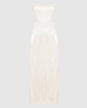 Ermanno Scervino Бежевое платье-бюстье из шелка в пайетке D422Q730CPRXM