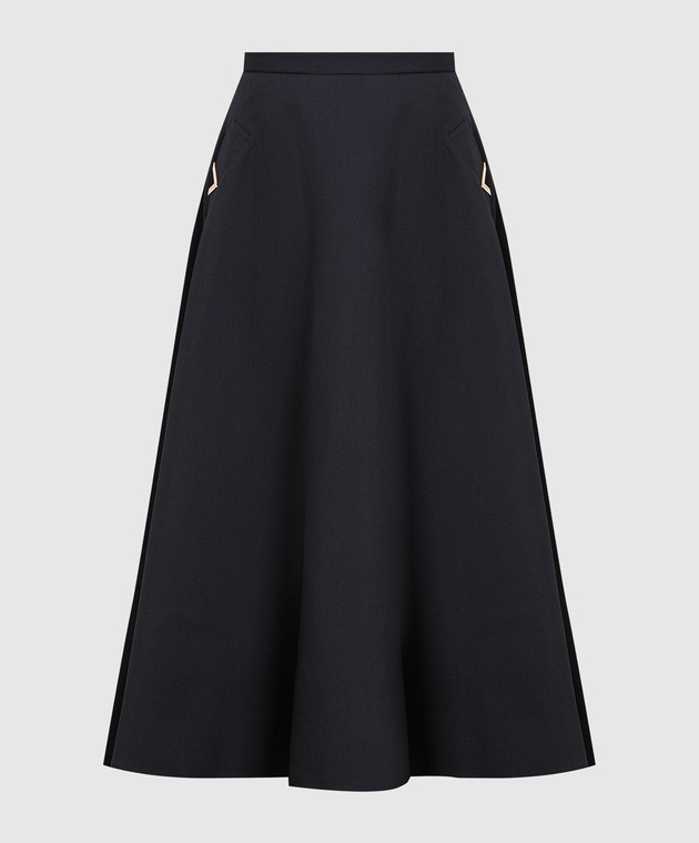 Valentino Blue Wool and Silk Crepe Couture Skirt 3B3RAA701CF