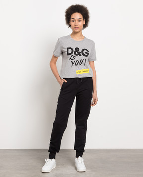 Dolce&Gabbana Сіра футболка з принтом логотипу F8K74ZHH7LS1