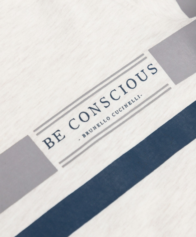 Brunello Cucinelli Детская светло-бежевая меланжевая футболка с принтом логотипа B0B13T133C изображение 3