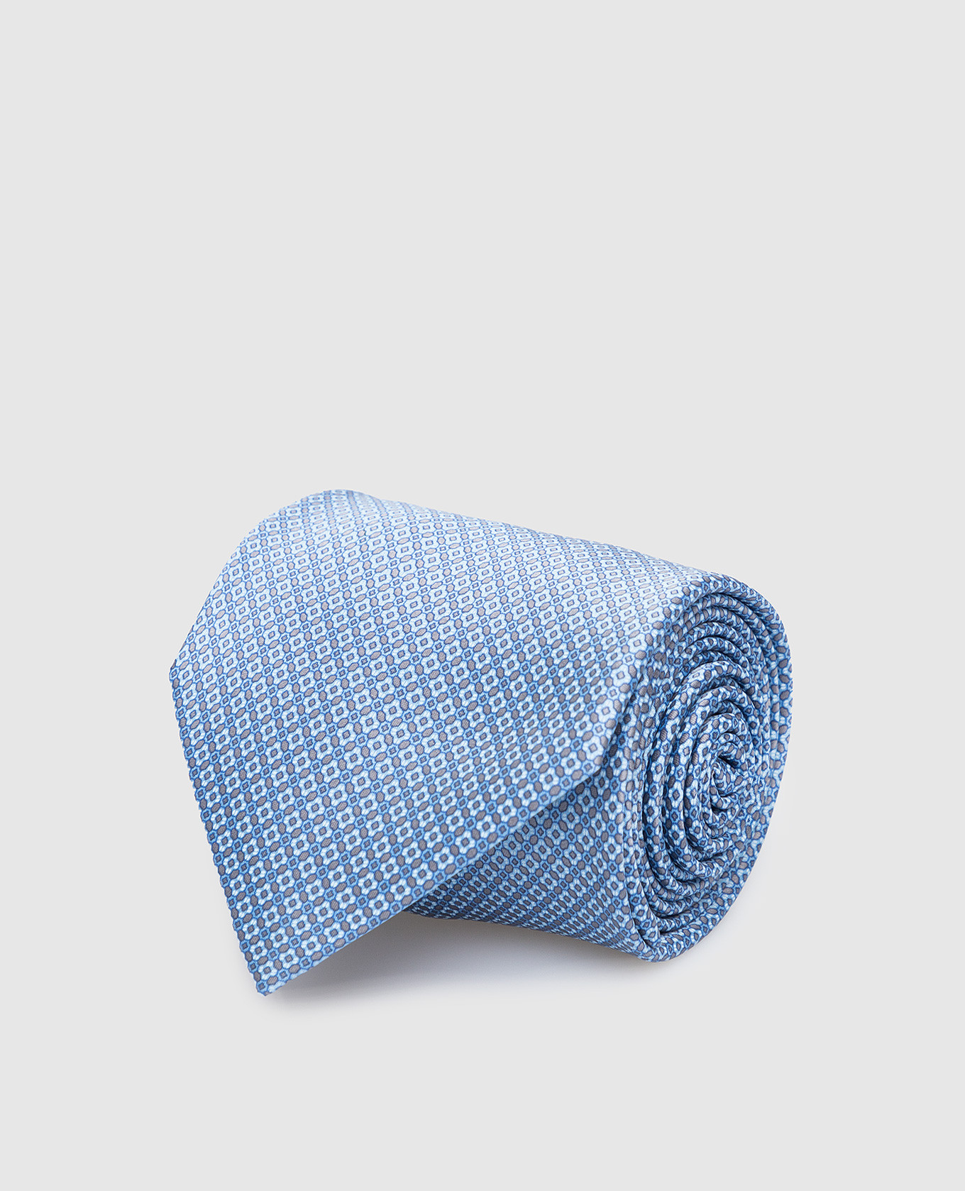 Patterned blue silk tie