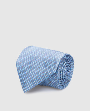 Stefano Ricci Блакитна шовкова краватка у візерунок CH45037