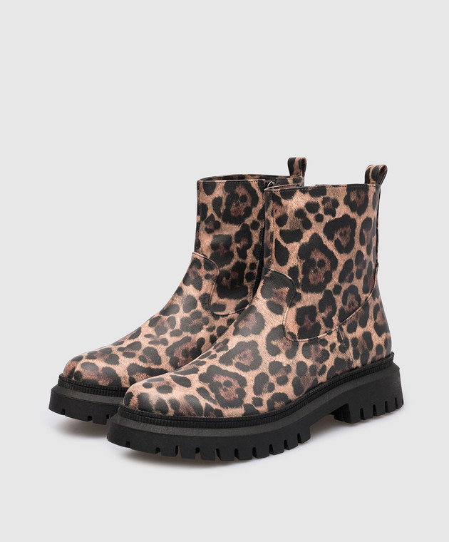 Babe Pay Pls Brown leather boots in animal print 420202022 изображение 2