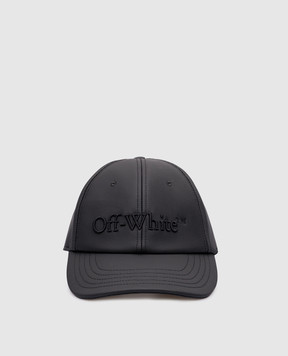 Off-White Чорна кепка з фактурною вишивкою логотипа OMLB052F23FAB002