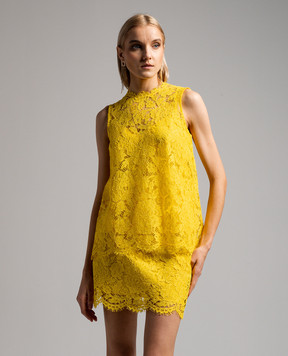 Dolce&Gabbana Жовтий топ з мережива F73G9THLM7L